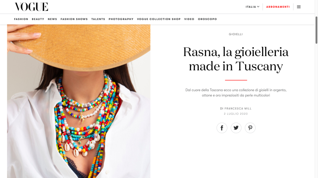 Rasna, la gioielleria made in Tuscany